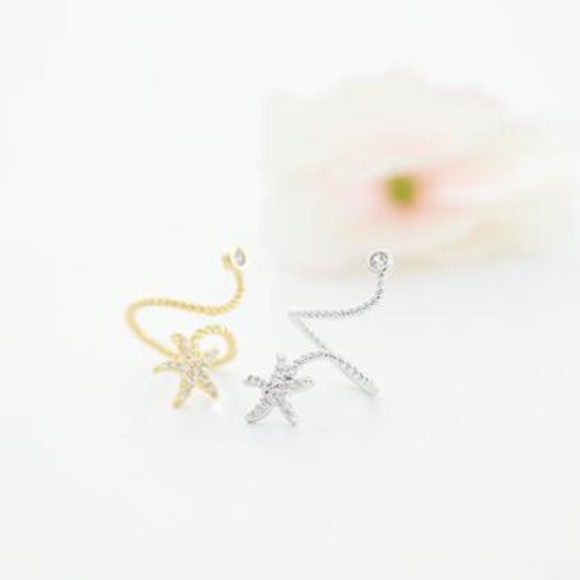 Crystal Starfish Gold Wraparound Open Ring - Picture 4 of 7